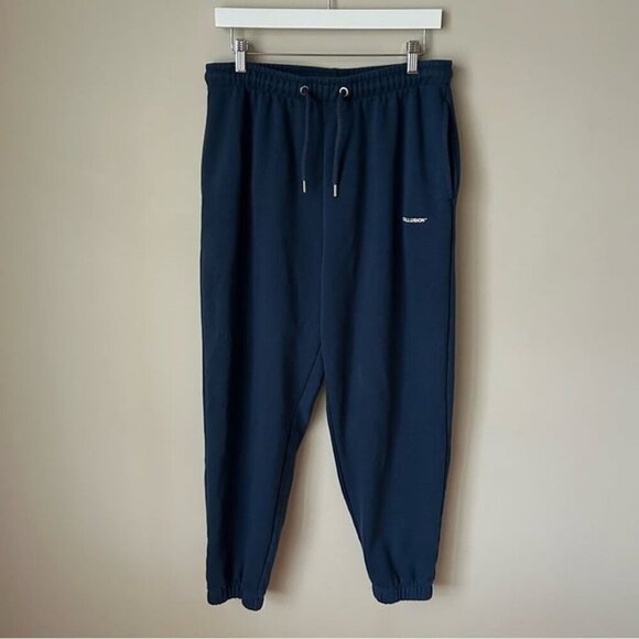 ASOS Collusion Navy Blue Men’s Sweatpants Joggers Pockets Waist Tie Size Large - Picture 2 of 7